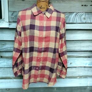 CW Classics Plaid Longsleeve Top Size M NWOT